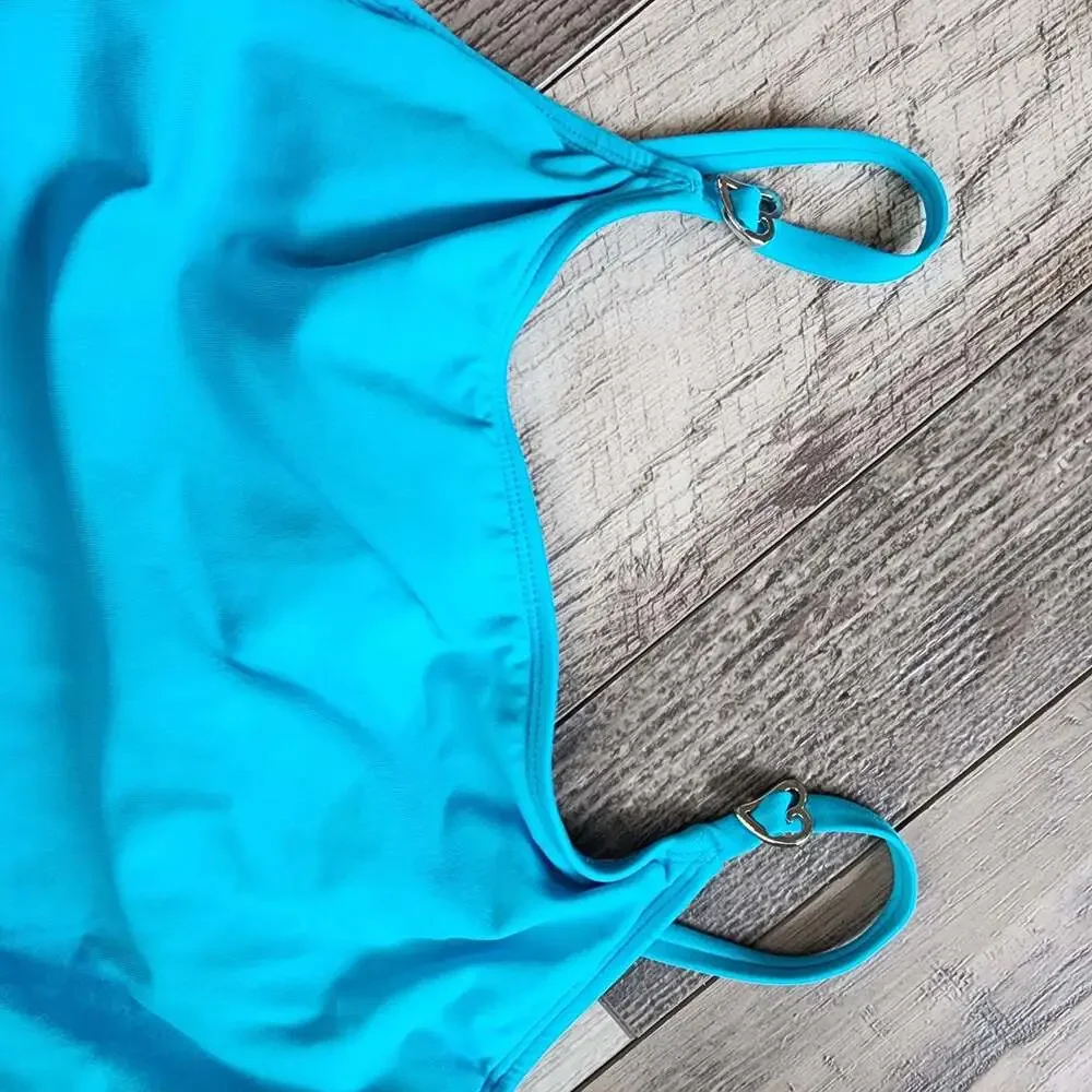 Victoria's Secret Vintage Blue One-Piece Swimsuit‎ with Heart Hardware Size 8